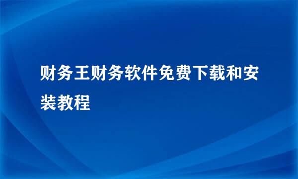 财务王财务软件免费下载和安装教程