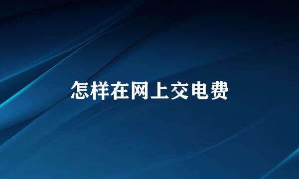 怎样在网上交电费