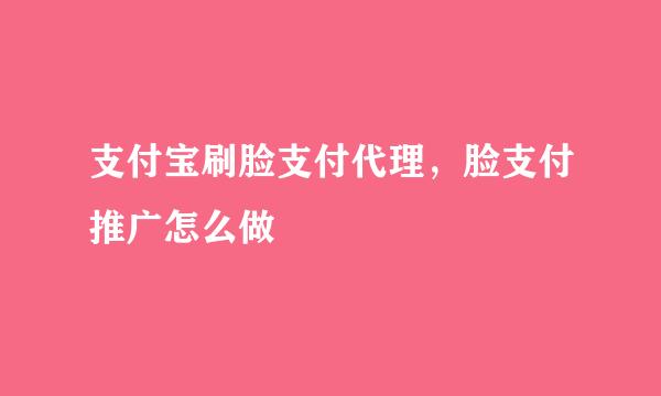 支付宝刷脸支付代理，脸支付推广怎么做