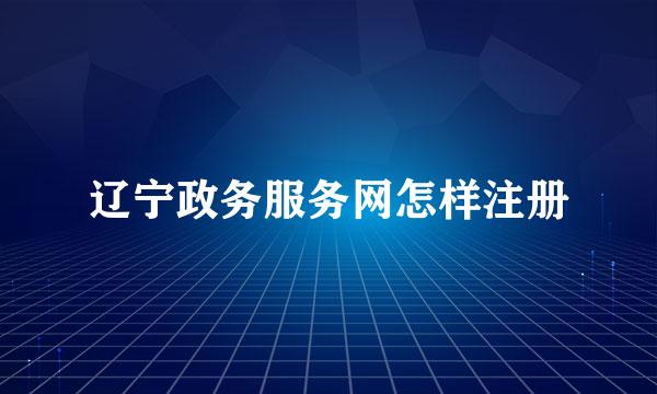 辽宁政务服务网怎样注册