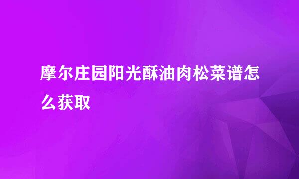 摩尔庄园阳光酥油肉松菜谱怎么获取