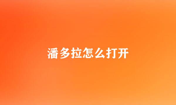 潘多拉怎么打开
