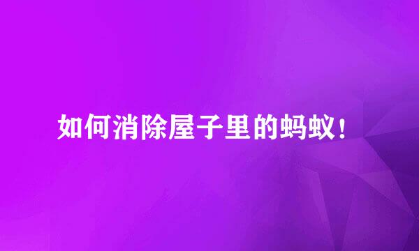 如何消除屋子里的蚂蚁！