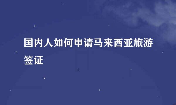 国内人如何申请马来西亚旅游签证