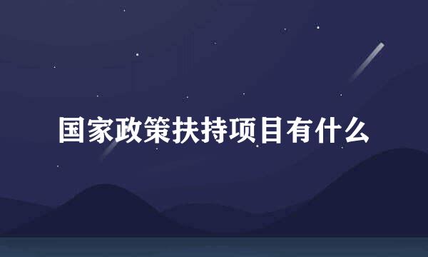 国家政策扶持项目有什么
