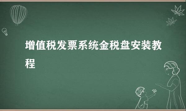 增值税发票系统金税盘安装教程