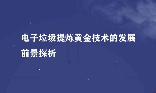 电子垃圾提炼黄金技术的发展前景探析