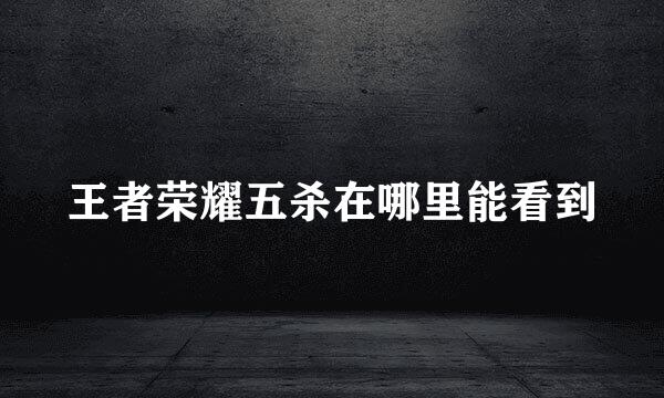 王者荣耀五杀在哪里能看到