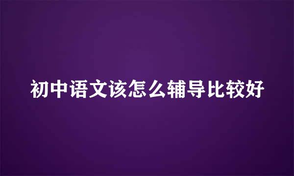 初中语文该怎么辅导比较好
