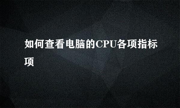 如何查看电脑的CPU各项指标项