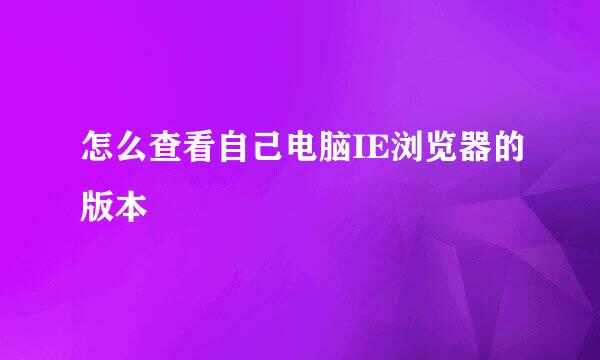 怎么查看自己电脑IE浏览器的版本