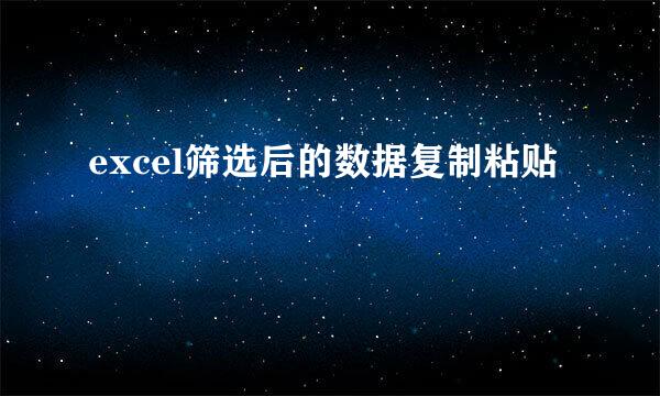 excel筛选后的数据复制粘贴