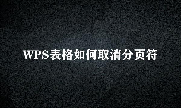WPS表格如何取消分页符