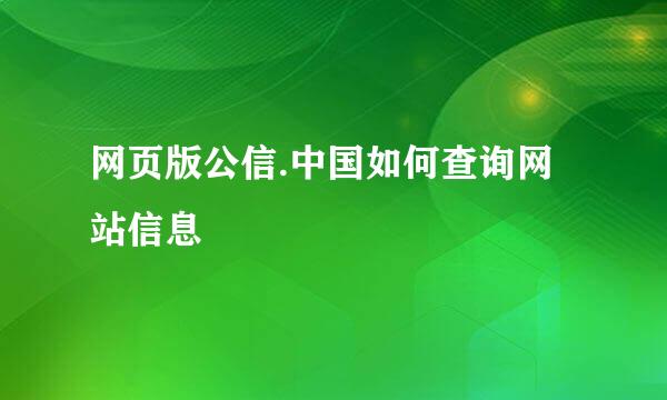 网页版公信.中国如何查询网站信息