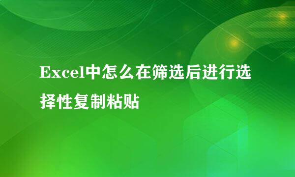 Excel中怎么在筛选后进行选择性复制粘贴