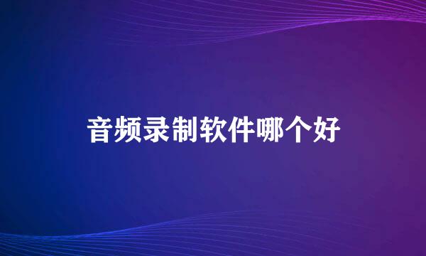 音频录制软件哪个好