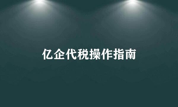 亿企代税操作指南