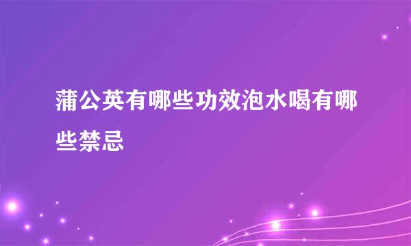 蒲公英有哪些功效泡水喝有哪些禁忌