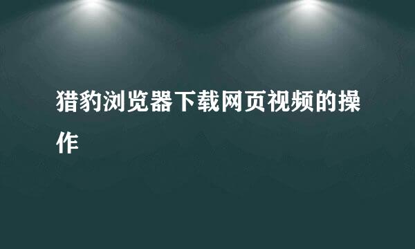 猎豹浏览器下载网页视频的操作