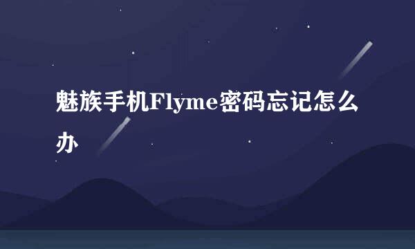 魅族手机Flyme密码忘记怎么办