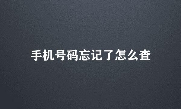手机号码忘记了怎么查