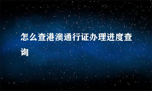 怎么查港澳通行证办理进度查询