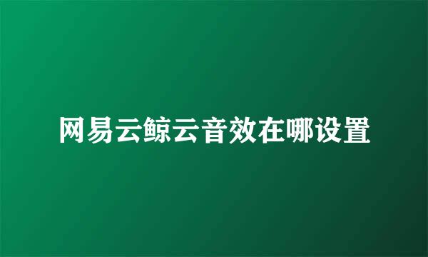 网易云鲸云音效在哪设置