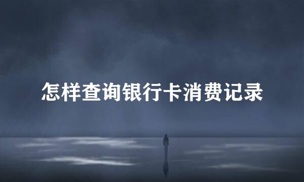 怎样查询银行卡消费记录
