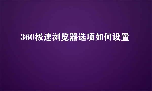 360极速浏览器选项如何设置
