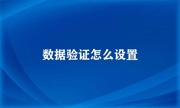 数据验证怎么设置