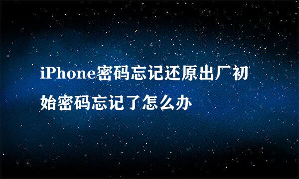 iPhone密码忘记还原出厂初始密码忘记了怎么办
