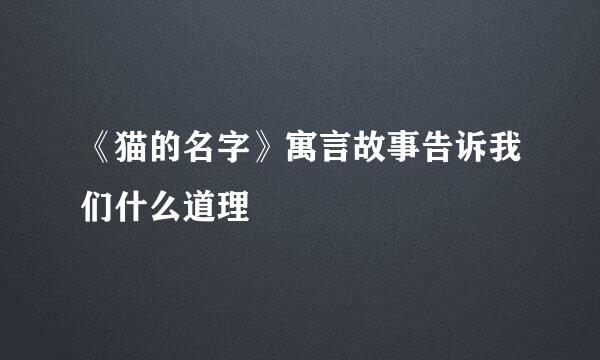《猫的名字》寓言故事告诉我们什么道理