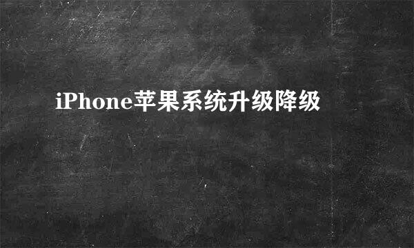 iPhone苹果系统升级降级