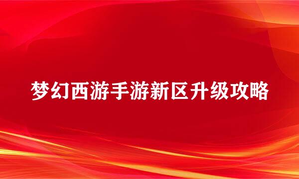 梦幻西游手游新区升级攻略