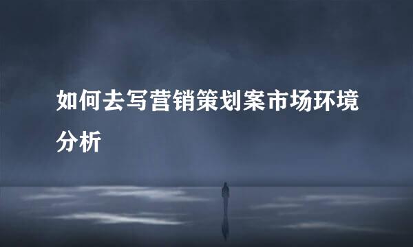 如何去写营销策划案市场环境分析