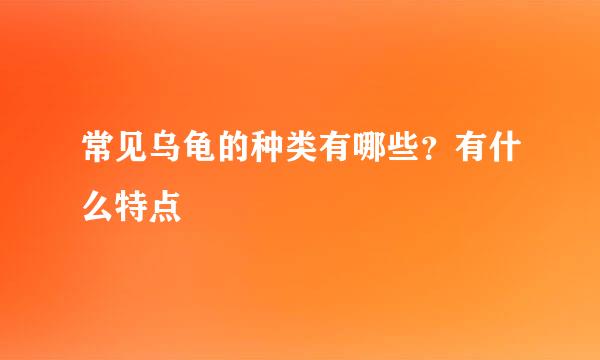 常见乌龟的种类有哪些？有什么特点