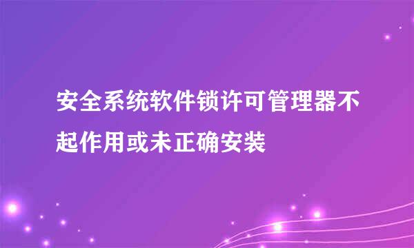 安全系统软件锁许可管理器不起作用或未正确安装