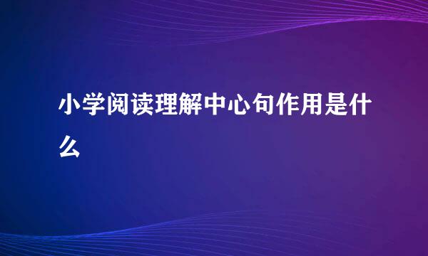 小学阅读理解中心句作用是什么