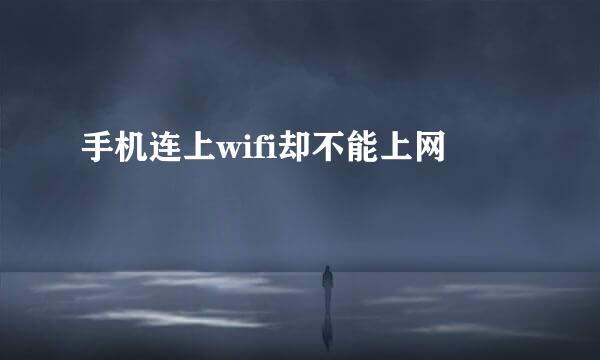 手机连上wifi却不能上网