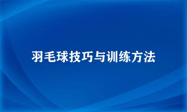 羽毛球技巧与训练方法