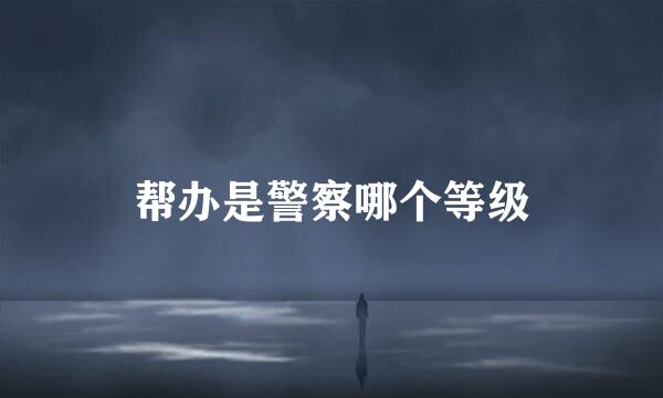 帮办是警察哪个等级