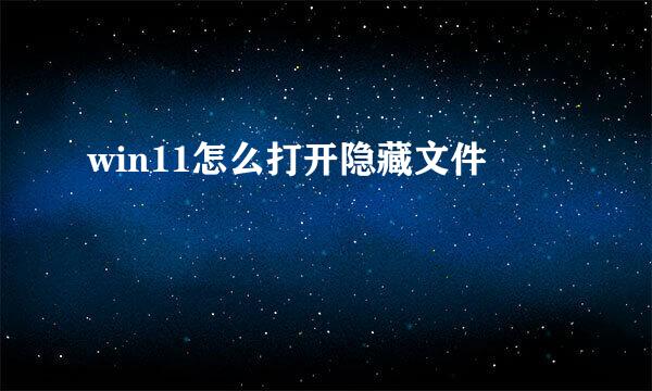 win11怎么打开隐藏文件