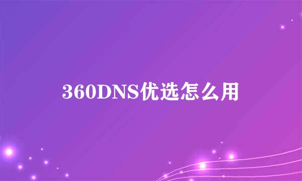 360DNS优选怎么用