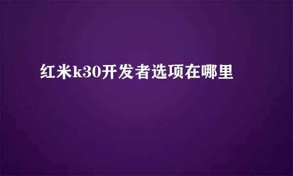 红米k30开发者选项在哪里