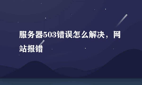 服务器503错误怎么解决，网站报错