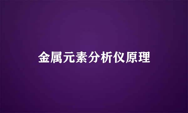 金属元素分析仪原理
