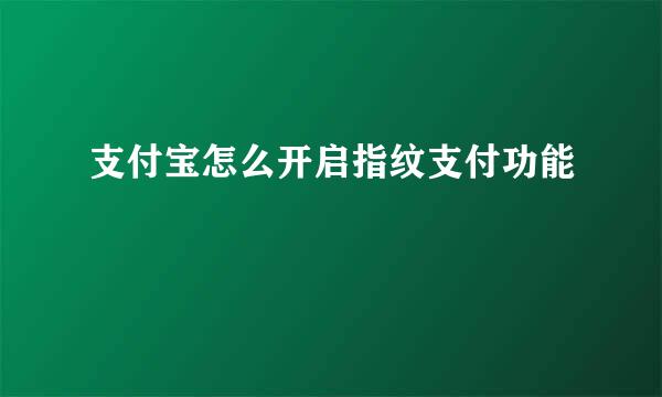 支付宝怎么开启指纹支付功能