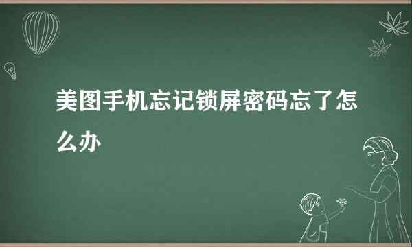 美图手机忘记锁屏密码忘了怎么办