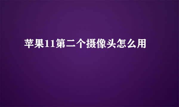 苹果11第二个摄像头怎么用