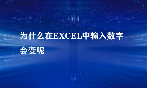为什么在EXCEL中输入数字会变呢